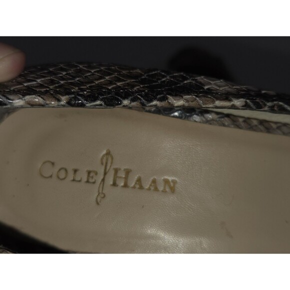 Cole Haan Snakeskin Leather Peep Toe Wedge Kitten Heel Sz 6.5 Nike Air Tech work - Picture 3 of 9